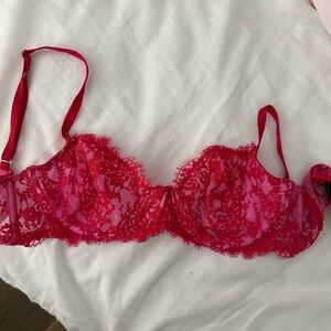 Victoria secret red/hot pink Lace Bra